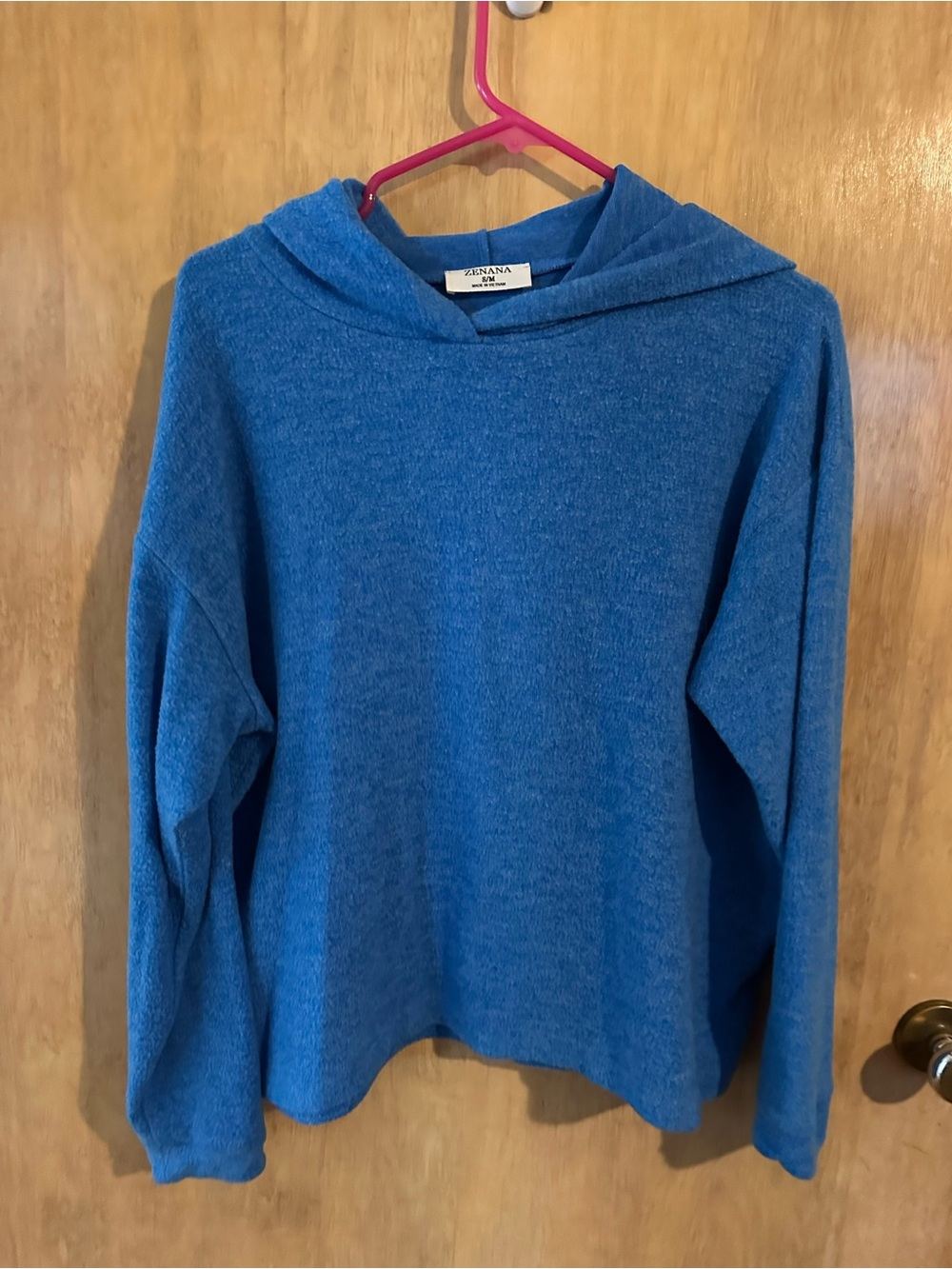 Zenana Outfitters Cozy Blue Hooded Pullover